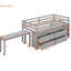 Lit mezzanine simple avec bureau et solutions de rangement - Bureau rétractable écoénergétique, bois de pin massif gris-1679802037-1679802036