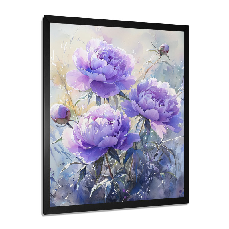 Kesterson - Art mural floral, Noir, noir, noir, noir, H 20 po x l 12 po, Reproduction encadrée d'une seule photo