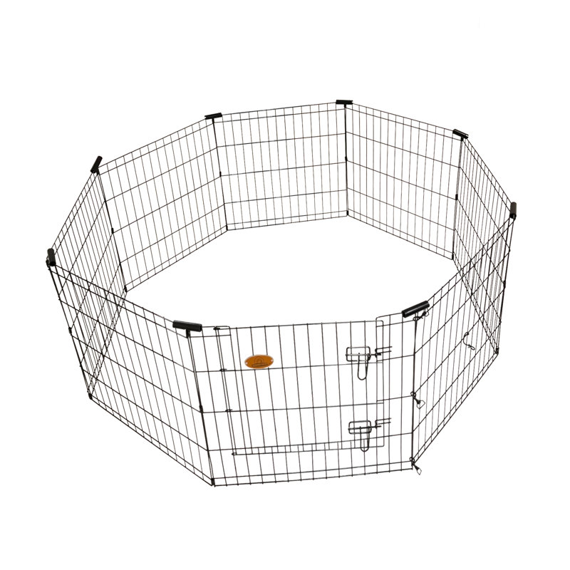 KennelMaster Black 24" Metal 8-Panel Exercise Playpen with Gate