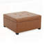 Repose-pieds capitonné en similicuir CARLSBAD, brun cognac