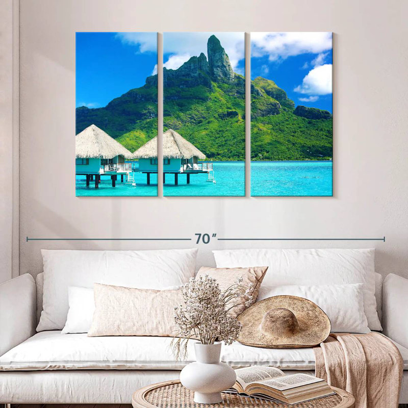 Scène de plage Gillard Tahiti, H 32 po x l 50 po