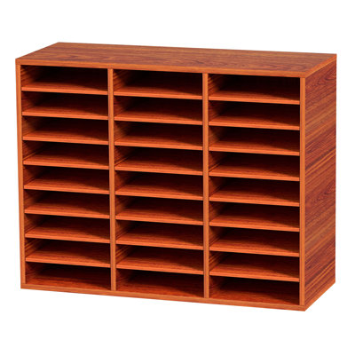27 Compartments Wood Literature Organizer, Adjustable Shelves, Medium Density Fiberboard Mail Center, Office Home School Storage For Files, Documents, Papers, Magazines