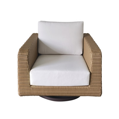 Joss Main Savannah Wicker Swivel Lounge Chair with Sunbrella