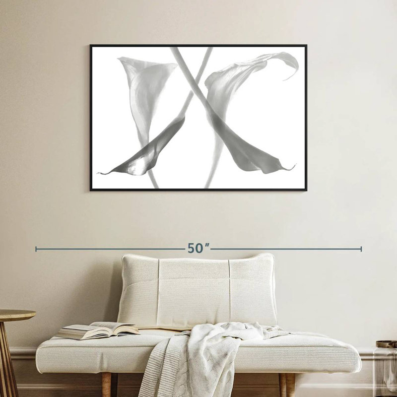 Lys diaphanes de Calla, Cadre flottant noir, 40 po x 27 po