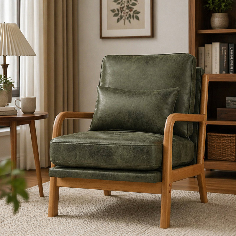Chaise longue en bois, Olive Green