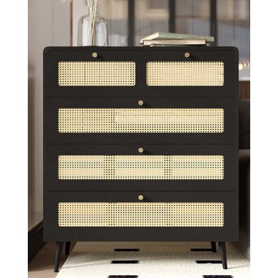 Functional 4-Drawer Rattan Storage Chest with Durable Build for Multiple Spaces