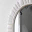 24"x36" Oval Scalloped Wall Mirror, White Textured MDF Framed Silver Bathroom Vanity Mirror, Wabi-Sabi Petal Frame Decorative Wall Mirror, Vertical Mount Easy Installation