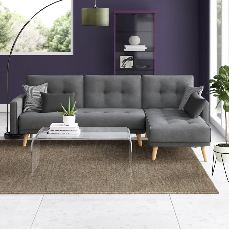 Maxime Upholstered L-Shaped Sectional Reversible, Gray