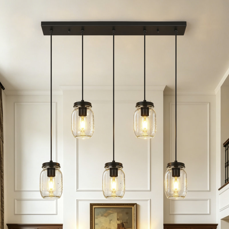 Camelot 5 - Light Matte Black Kitchen Island Pendant