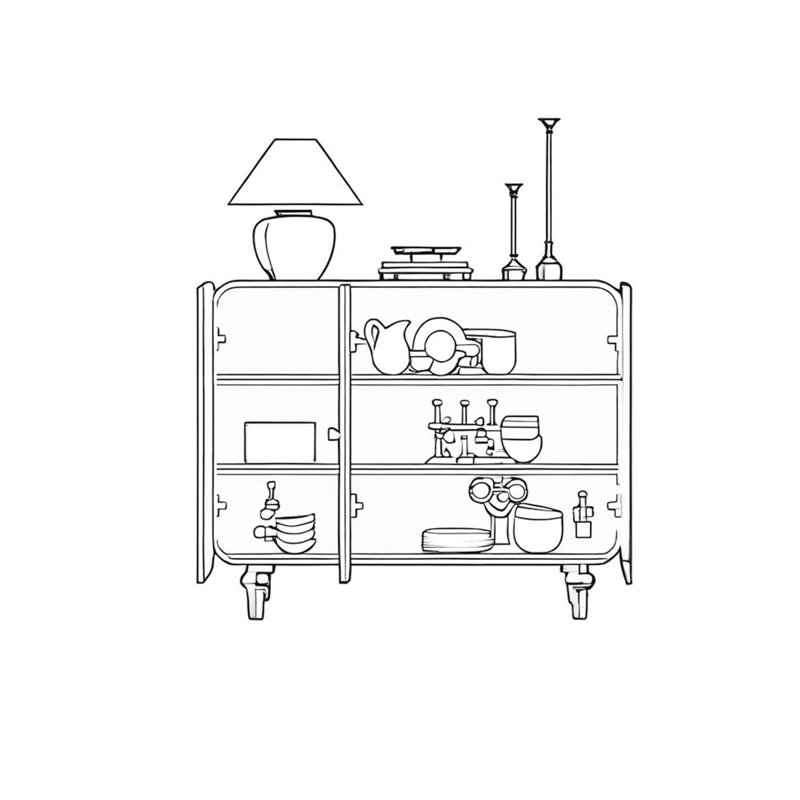 Buffet en bois massif à grande capacité, Brun noyer