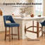 Ensemble de 2 tabourets de bar rembourrés de style moderne du milieu du siècle, hauteur du siège de 66 cm, dossier incurvé et pieds en bois massif (bleu marine)-626510617