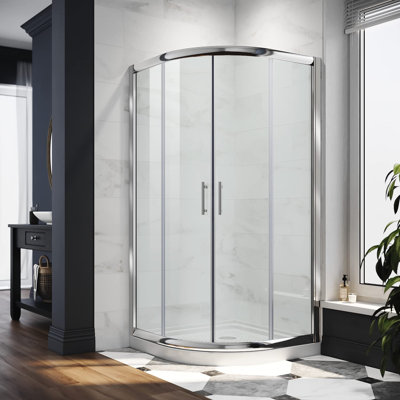 Cabine de douche ronde encadrée avec base 38 "x P 38" x H 72 "