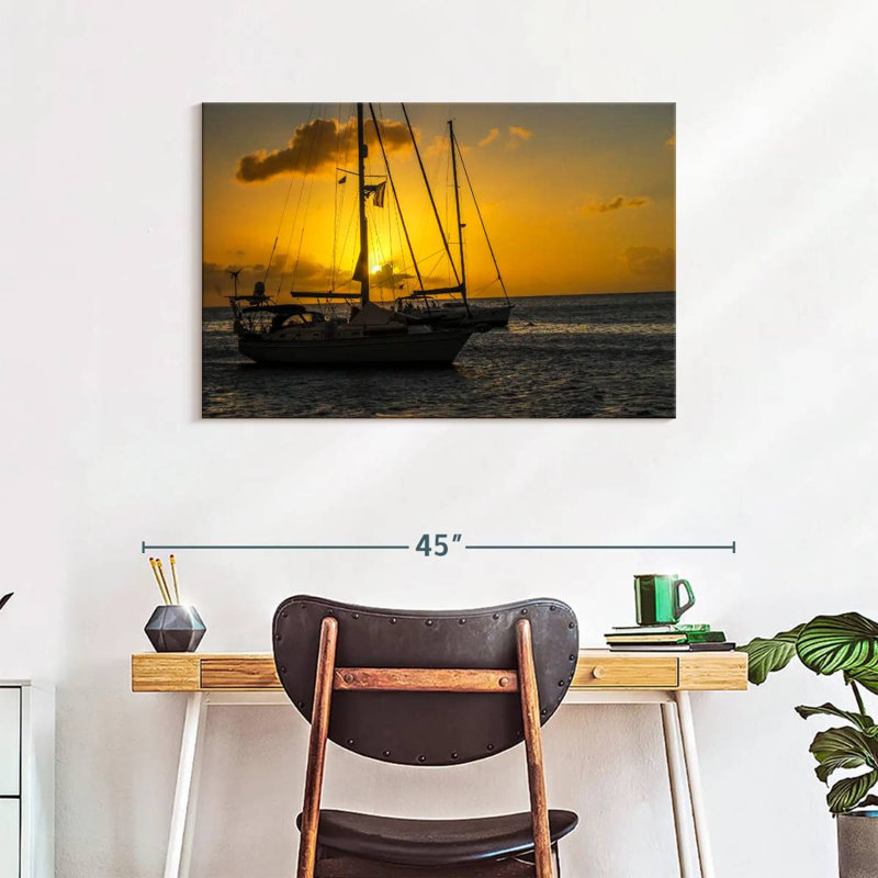 Mehar Sailboat At Dusk, 24" H x 36" W