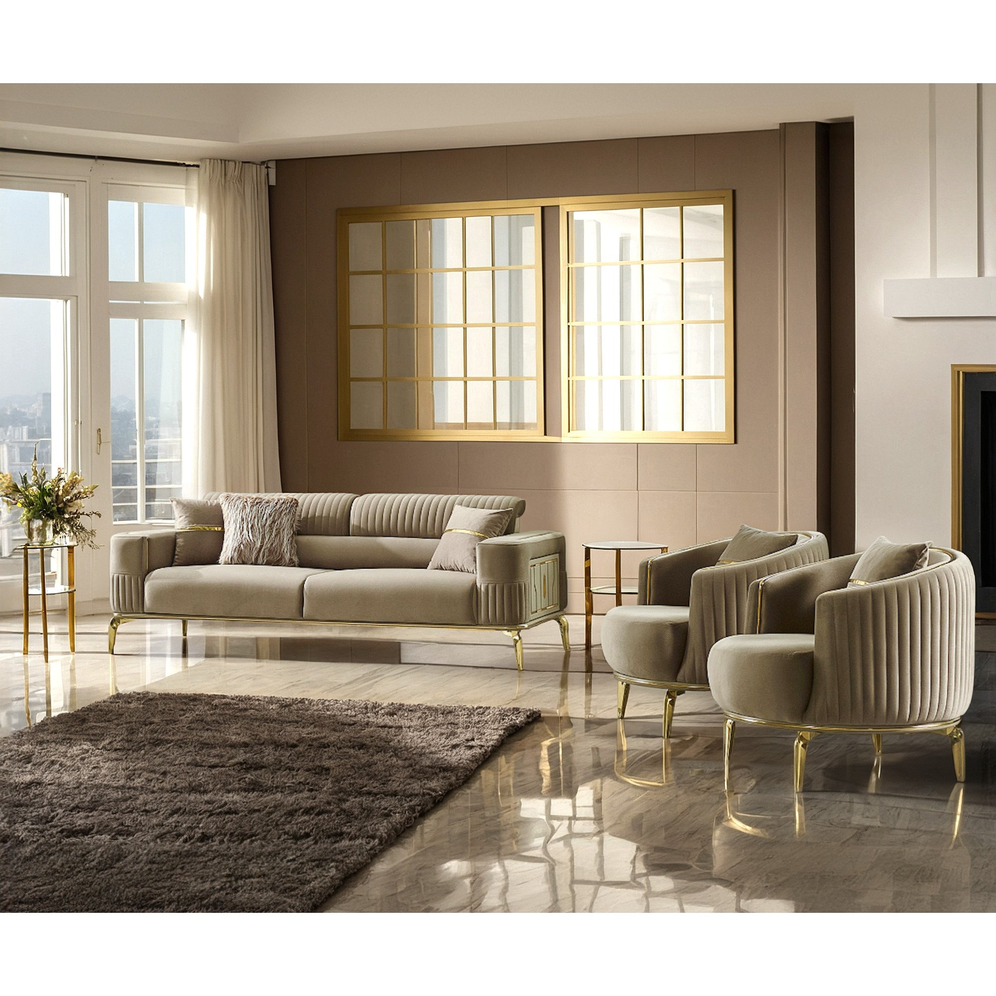 Everly Quinn Quntee 3 - Piece Velvet Living Room Set | Wayfair