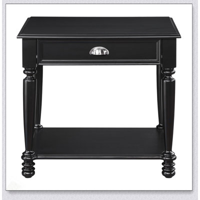 Table de bout Classic Design avec finition noire et tiroir classique, parfaite pour les meubles de salon traditionnels