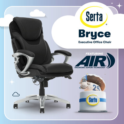 Fauteuil de direction Serta Bryce avec technologie lombaire brevetée AIR et coussins décoratifs superposés