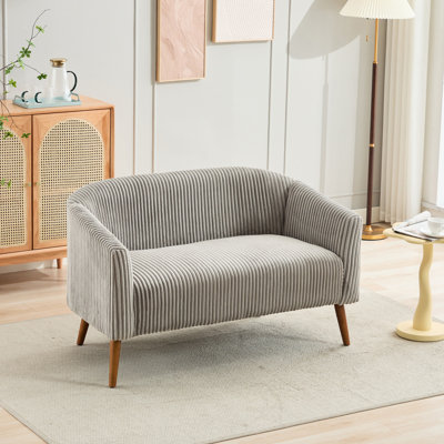 Velours côtelé gris, 52 po. Pieds en bois massif, coussins en mousse confortables, idéal pour les petits espaces de chambre à coucher gris de 52 po. Et contreplaqué, rembourrage de siège confortable, relaxant et de soutien