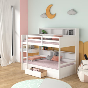 ((INCOMPLETE BOX 2 OF 2 )) Ginamarie Twin over Twin Standard Bunk Bed with Shelves by Harriet Bee
