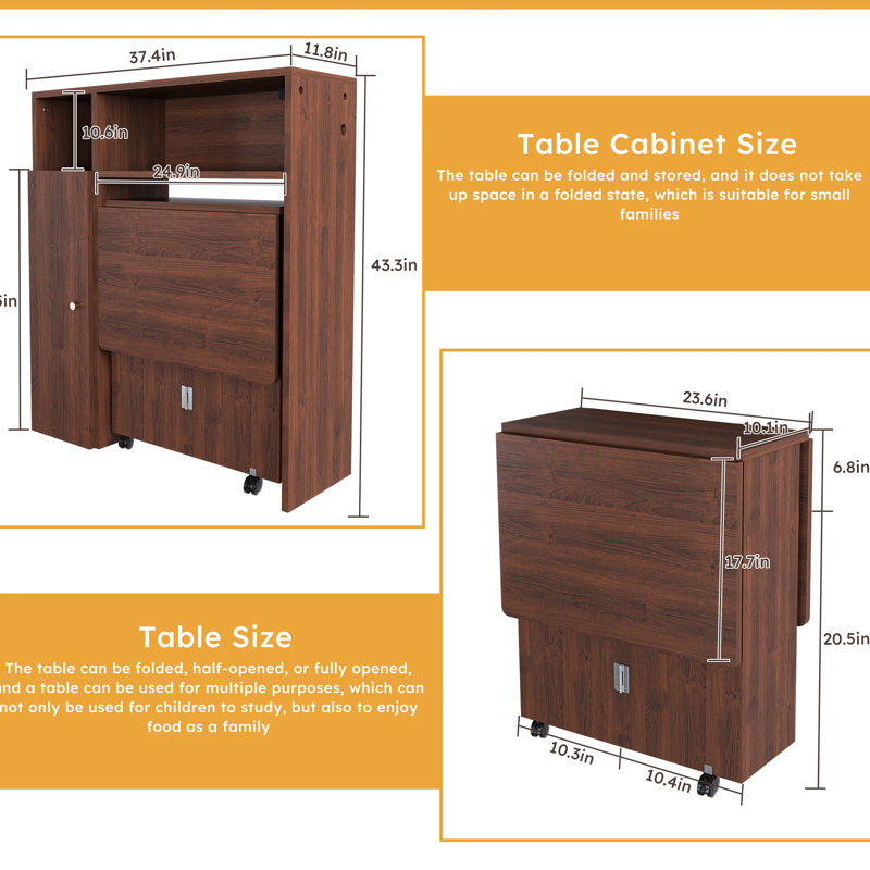 Multifunctional Folding Dining Table With Wall-mounted Sideboard