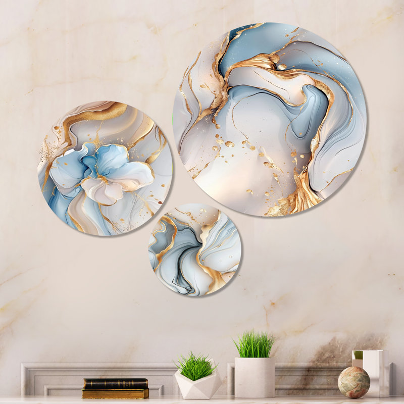 Décoration murale en métal 3 pièces Midnight Sky of liquid agate