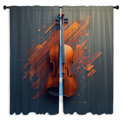 Rideaux abstraites violon et voilage abstrait pour violon - 2 panneaux
