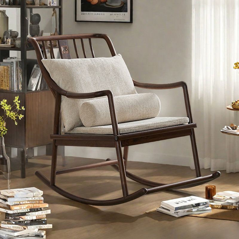 Chaise berçante de salon en bois massif