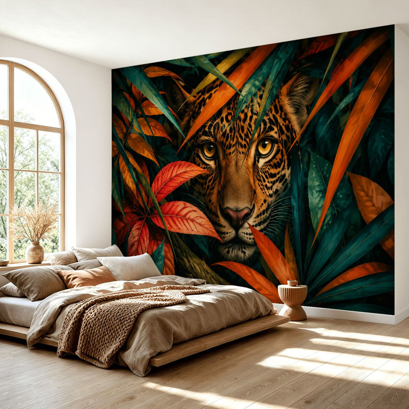 Adhésif mural Wild Leopard Wild Jungle, L 69 po x l 96 po, Couleur 7