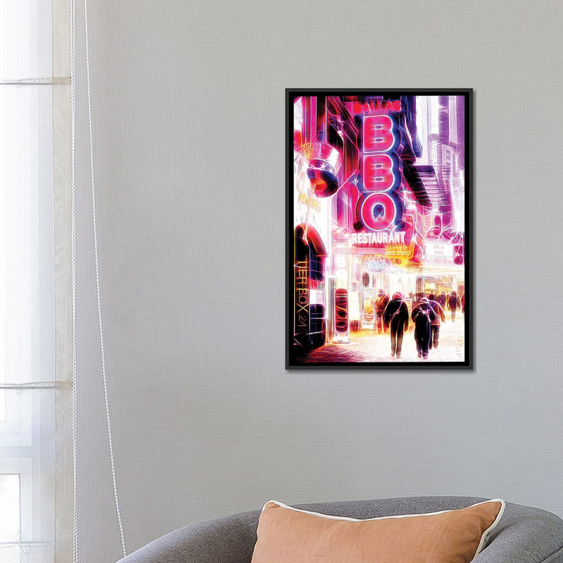 «BBQ», impression sur toile, H 26 po x l 18 po x P 1,5 po, Toile avec cadre noir, Pas de tapis