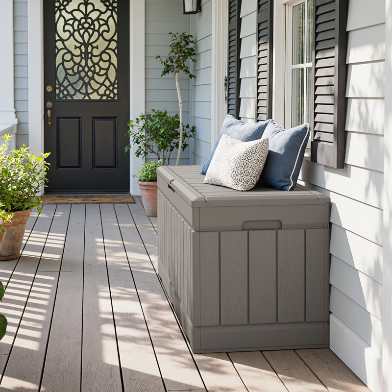 Coffre de terrasse verrouillable résistant à l'eau de l 45,3 po Furmax, Marron clair