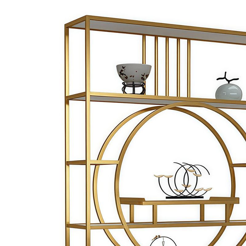 Acuna, (7 Shelves) 78.7"H x 51.1"W x 11.8"D , Gold/White