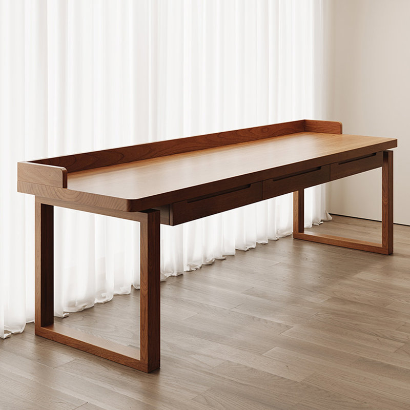 Bureau rectangulaire en noyer massif avec 3 tiroirs, H 29,53 po x l 94,49 po x P 23,62 po