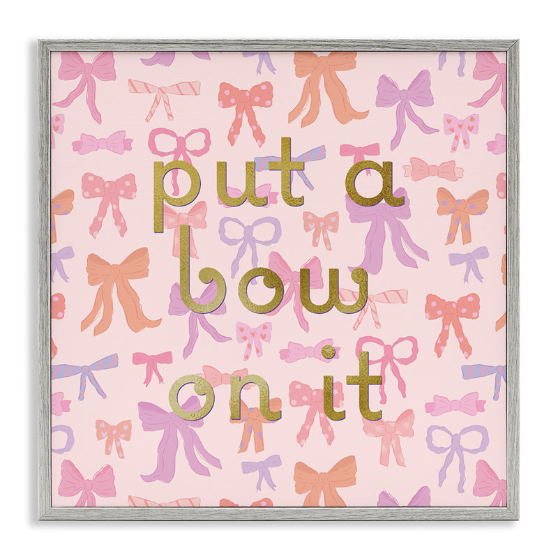 Trendy Put A Bow On It Framed Giclee, design by Sazerelli Designs, 24" H x 24" W, Farmhouse Gray Framed Giclee