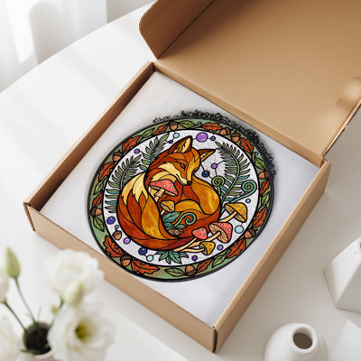 Panneau de vitrail Fox Mushroom