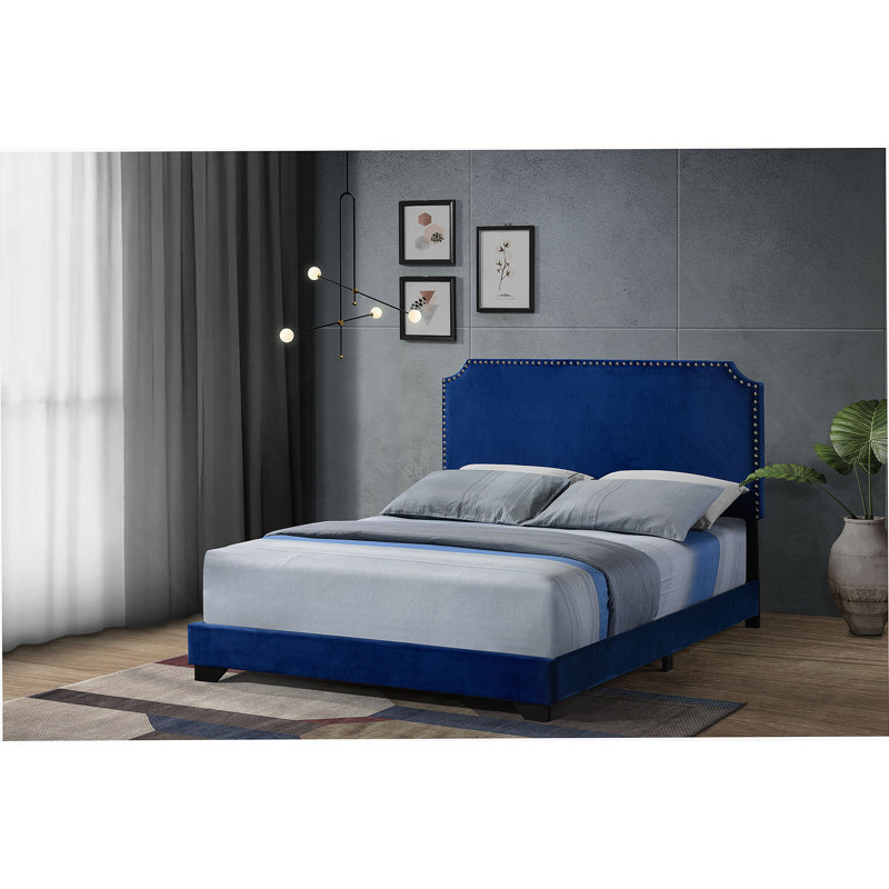 Grand lit en velours bleu Haemon