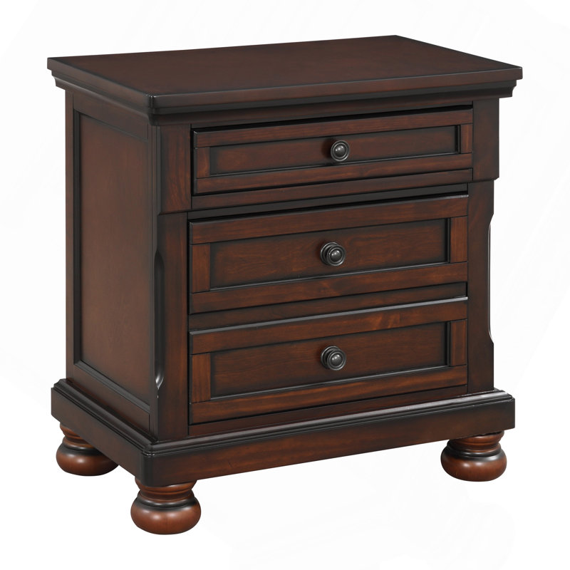 Table de chevet classique avec placage de bouleau brun