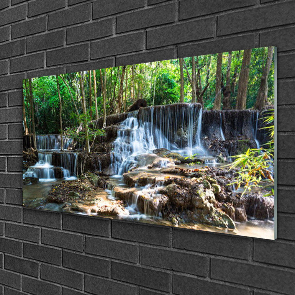 Glasbild Waterfall Forest