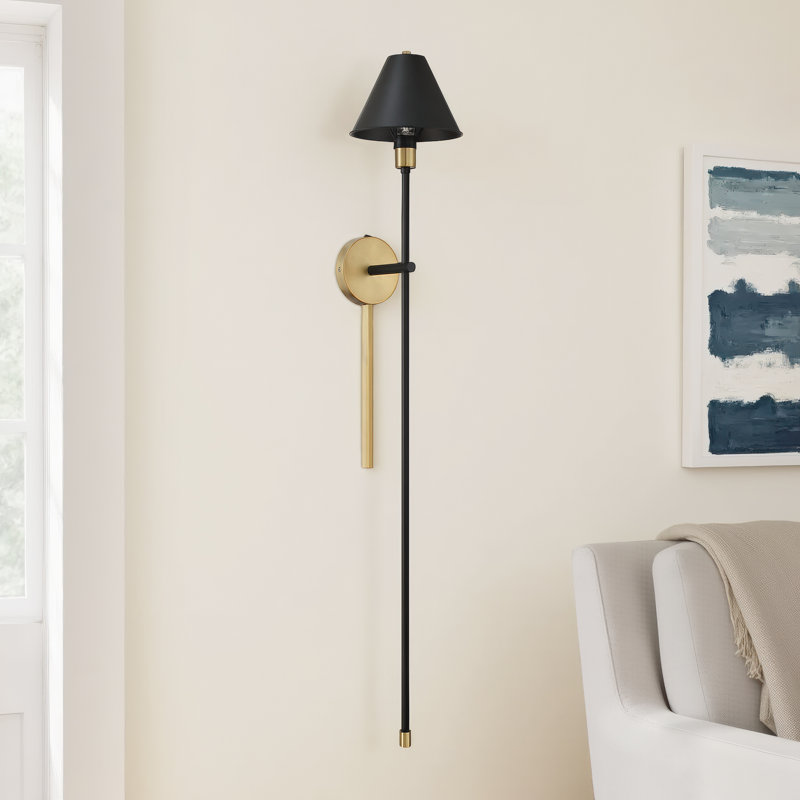 Ronsie 1-Light Dimmable Steel Armed Sconce