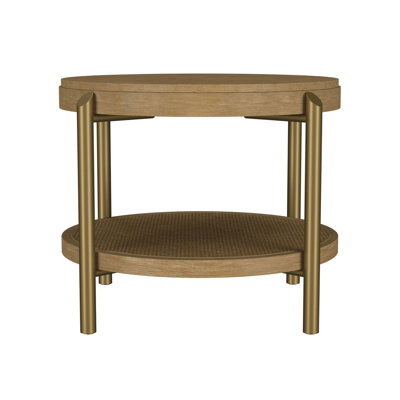 Table d'appoint ronde avec tablette de rangement, sable délavé