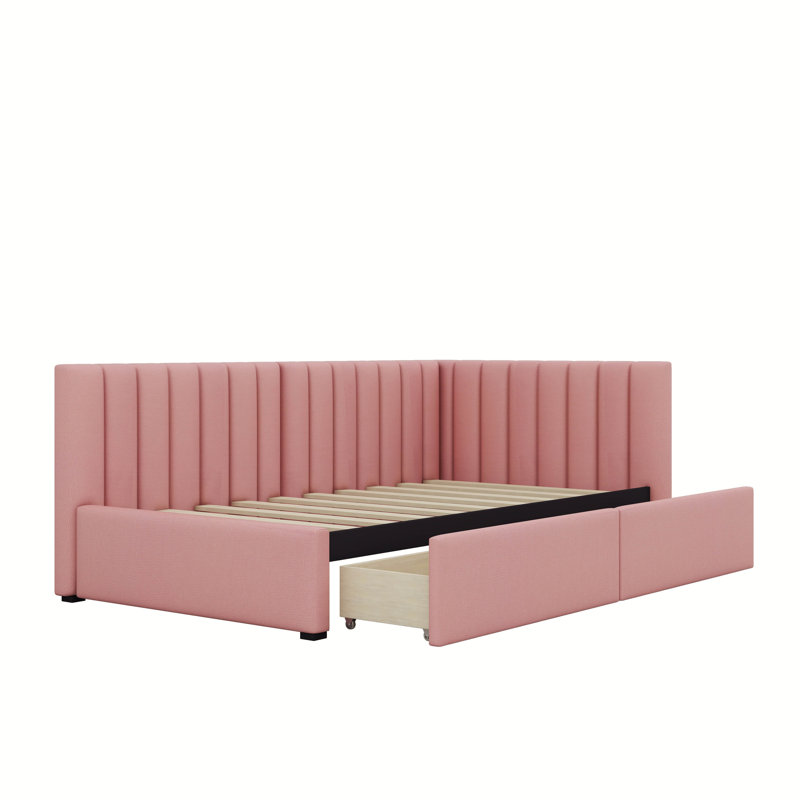 Mauda Upholstered Platform Storage Bed, Pink