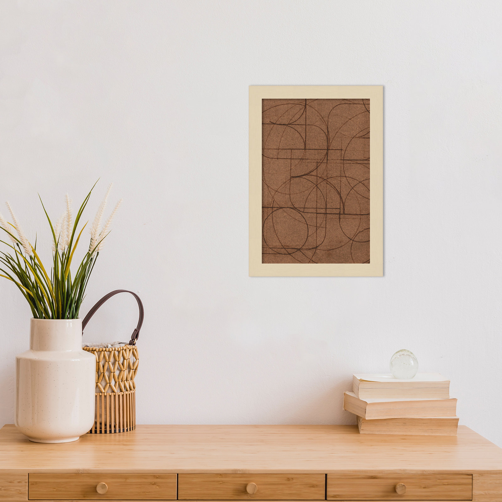 Curved 1 Print by Dan Hobday, Brown Framed Print without Mat, 13" H x 9" W