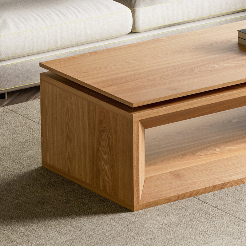 Table basse à plateau relevable moderne 43,3 po, Naturel