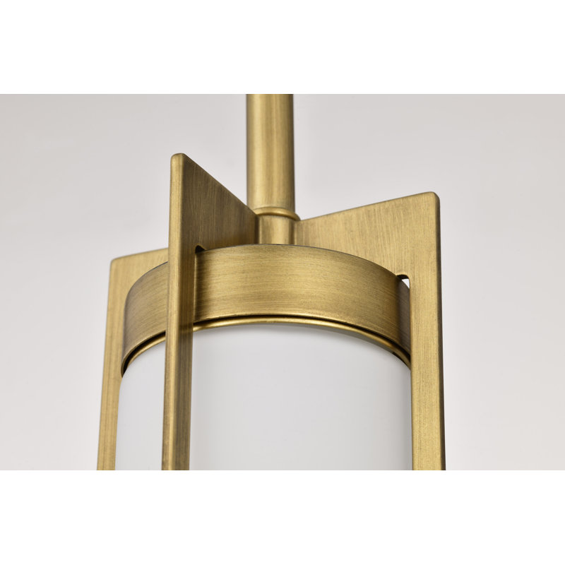 Anush - Mini Pendant - White Glass, Natural Brass