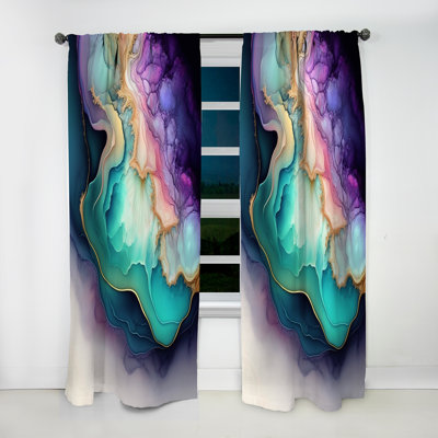 Blue Purple Abstract Geode II - Modern Velvet Curtain - Room Darkening - 1 panel
