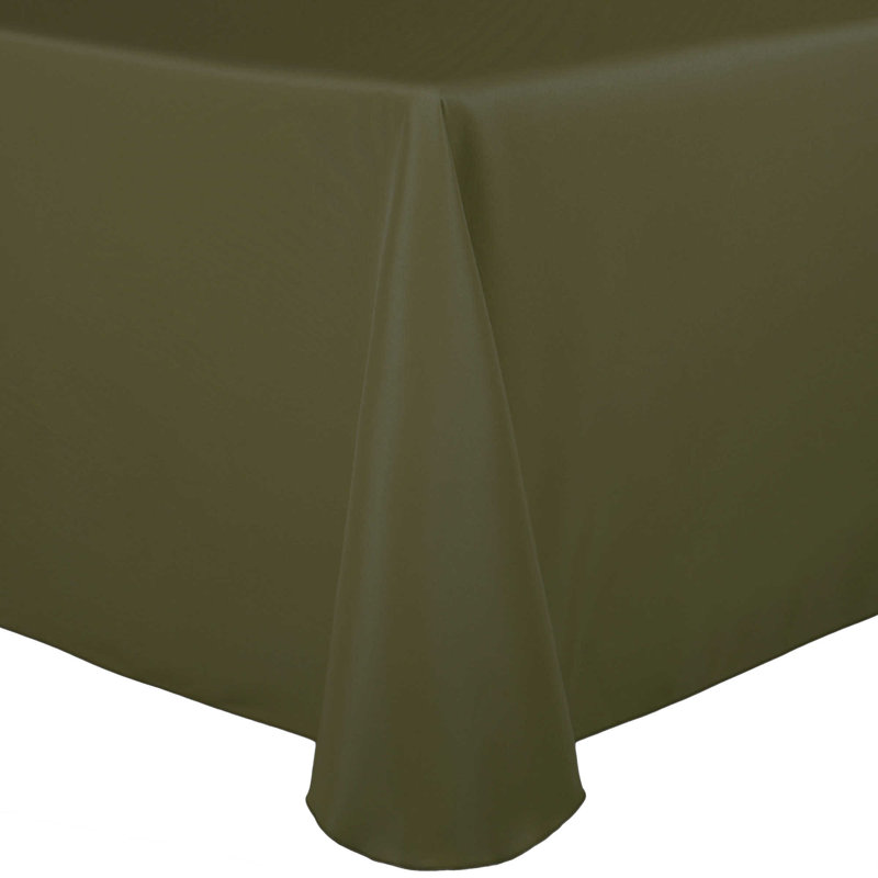 5 Pack Oval Polyester Linen Tablecloth, 120" x 54", Olive