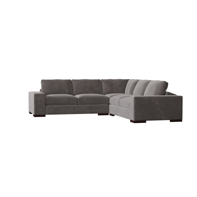Brann Upholstered L-Shaped Sectional Symmetrical, Lucky Turquoise, Mahogany