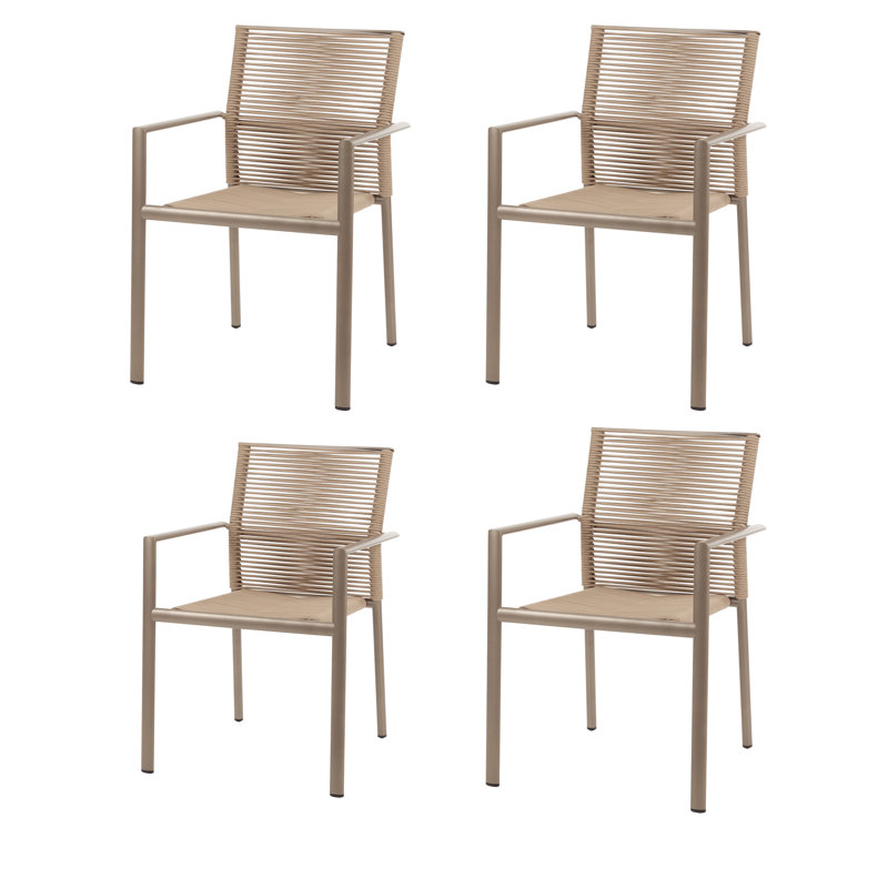 Avalon Metal Outdoor Stackable Dining Armchair, Pewter