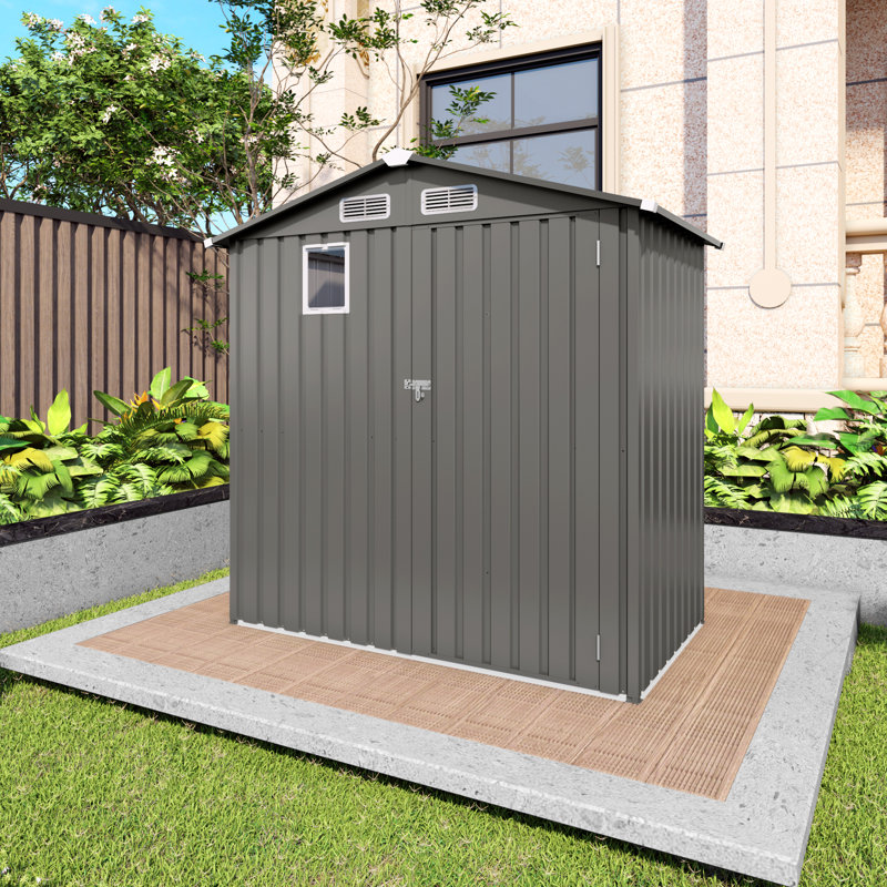6X 3.6 ft. Metal Outdoor Storage Shed, Tool Shed with Peaked Roof Watertight with Clear Window and Lockable Door Compact Metal Tool Room