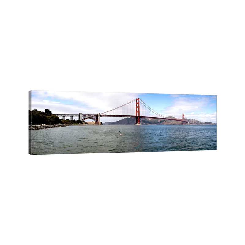 Suspension Bridge Across the Sea, Golden Gate Bridge, San Francisco, California, USA 1 Piece Wrapped Canvas Panoramic Wall Art