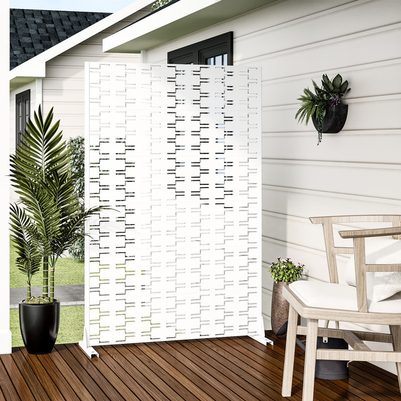 Écran d'intimité en métal pour l'extérieur, H 72 po x l 47 po x P 16 po, Blanc