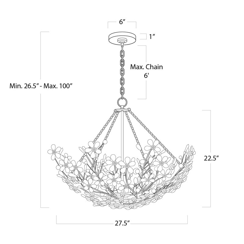 Cheshire Basin Chandelier, Gold Leaf
